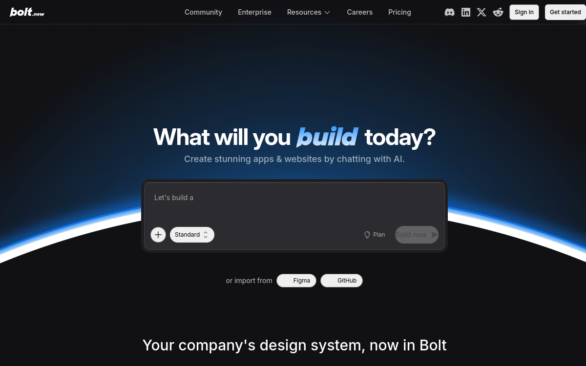 Captura de tela de Bolt.new