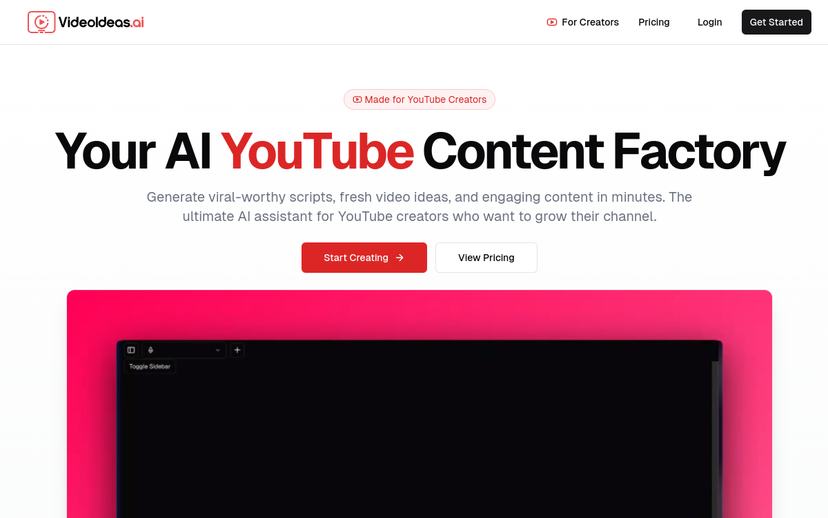 Captura de tela de VideoIdeas.ai