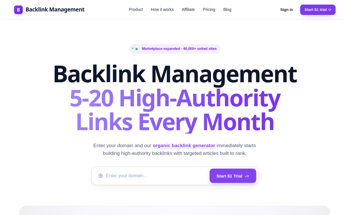 Captura de tela de BacklinkManagement.io