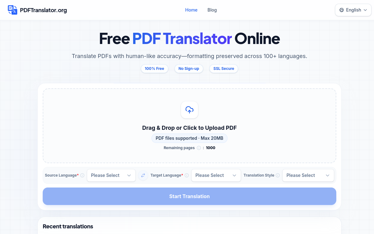 Captura de tela de PDF Translator