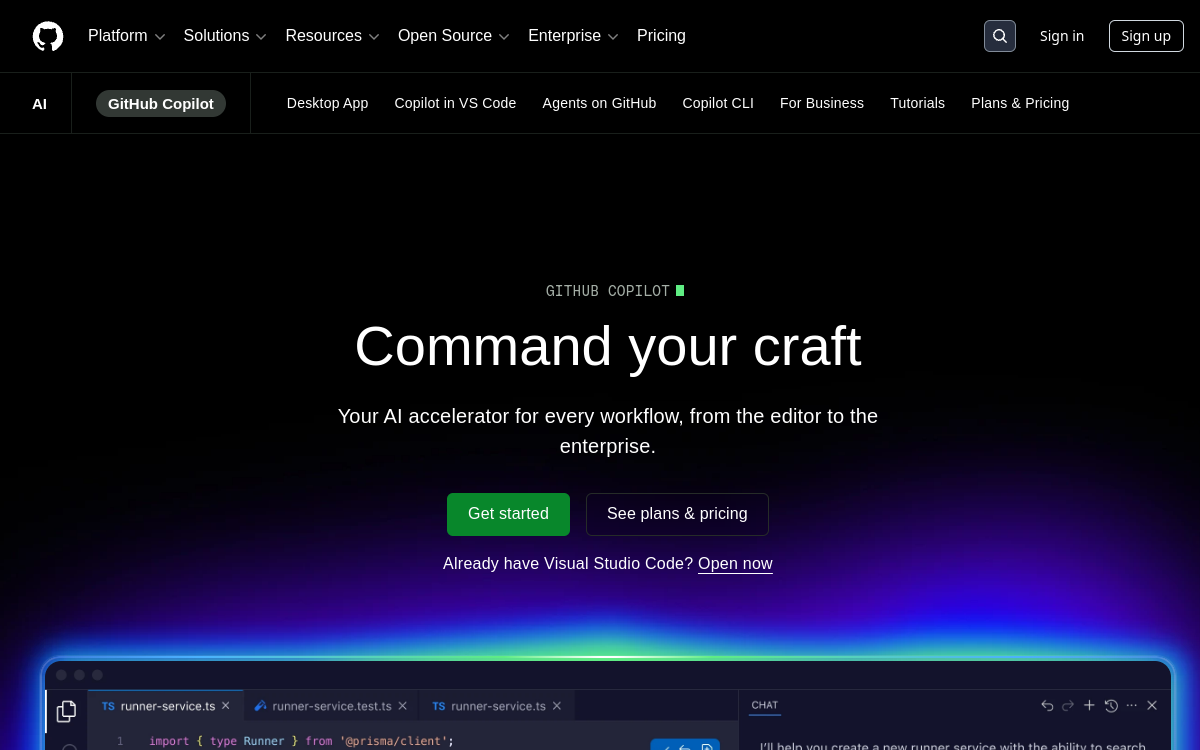 Captura de tela de GitHub Copilot (Copilot X)
