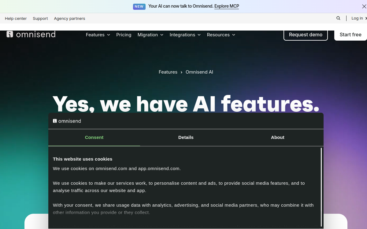 Captura de tela de Omnisend AI