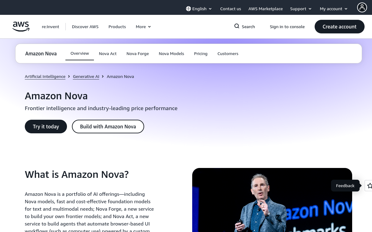 Captura de tela de Amazon Nova AI Models