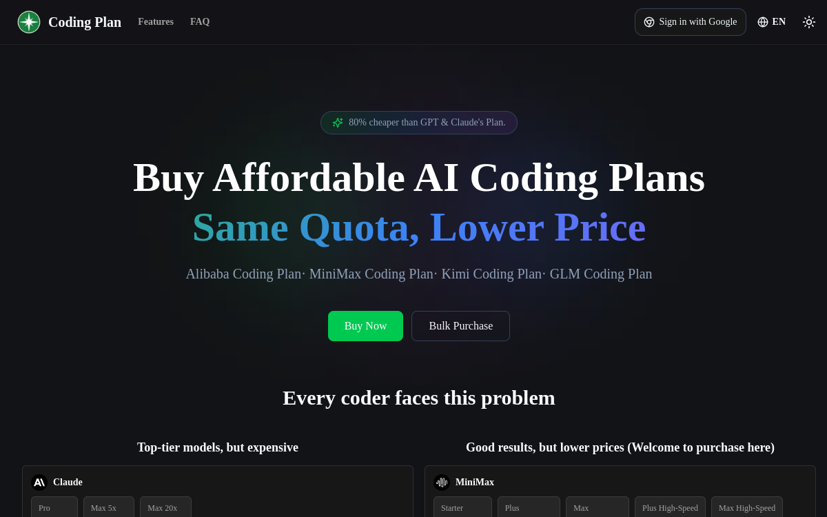 Captura de tela de Coding Plan