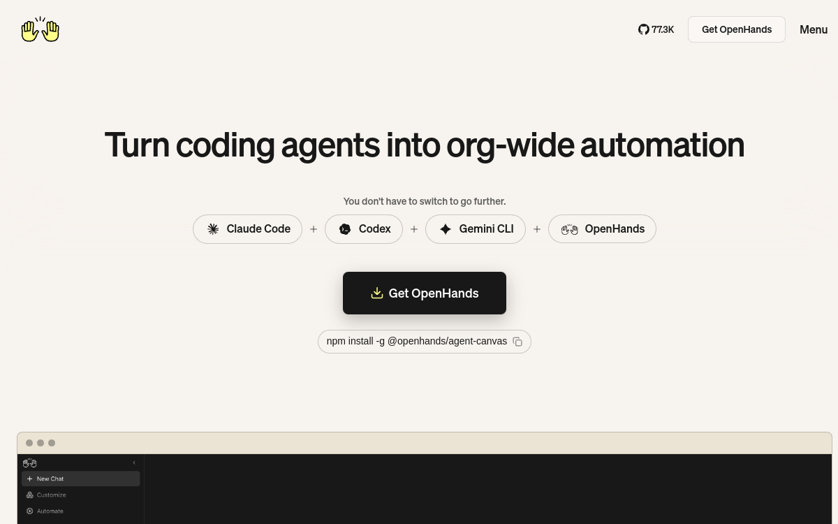 Captura de tela de OpenHands