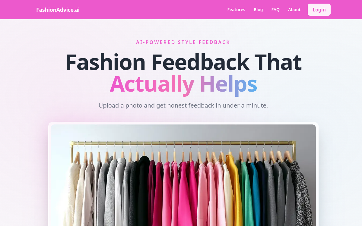 Captura de tela de FashionAdvice.ai
