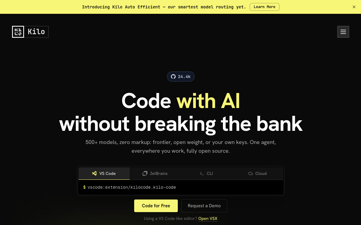 Captura de tela de Kilo Code