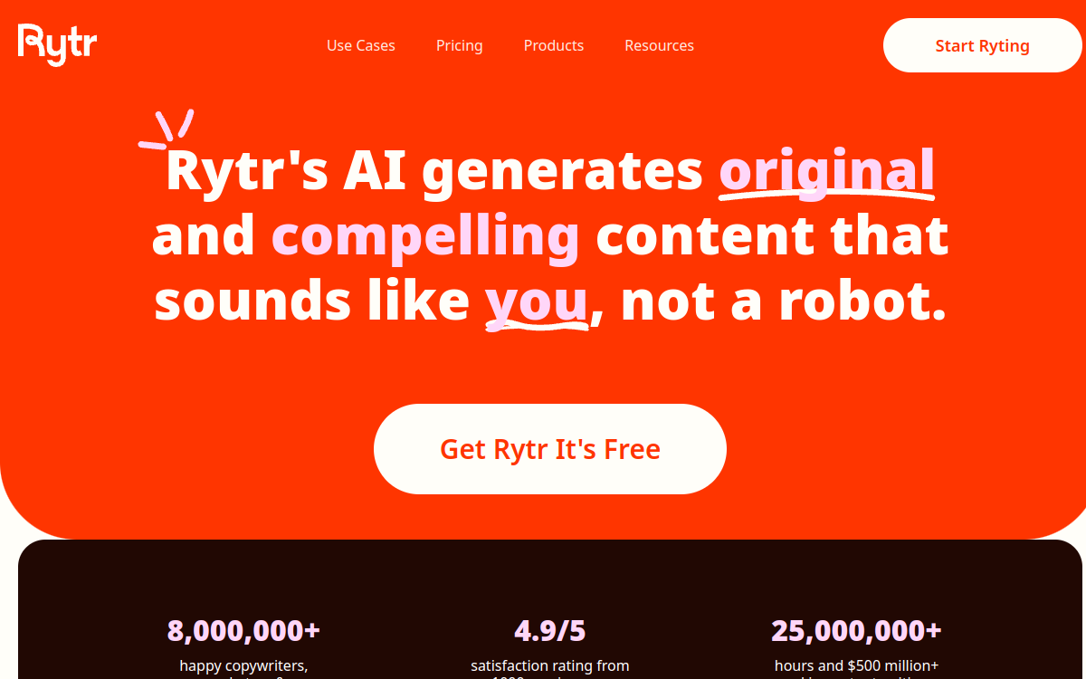 Captura de tela de Rytr