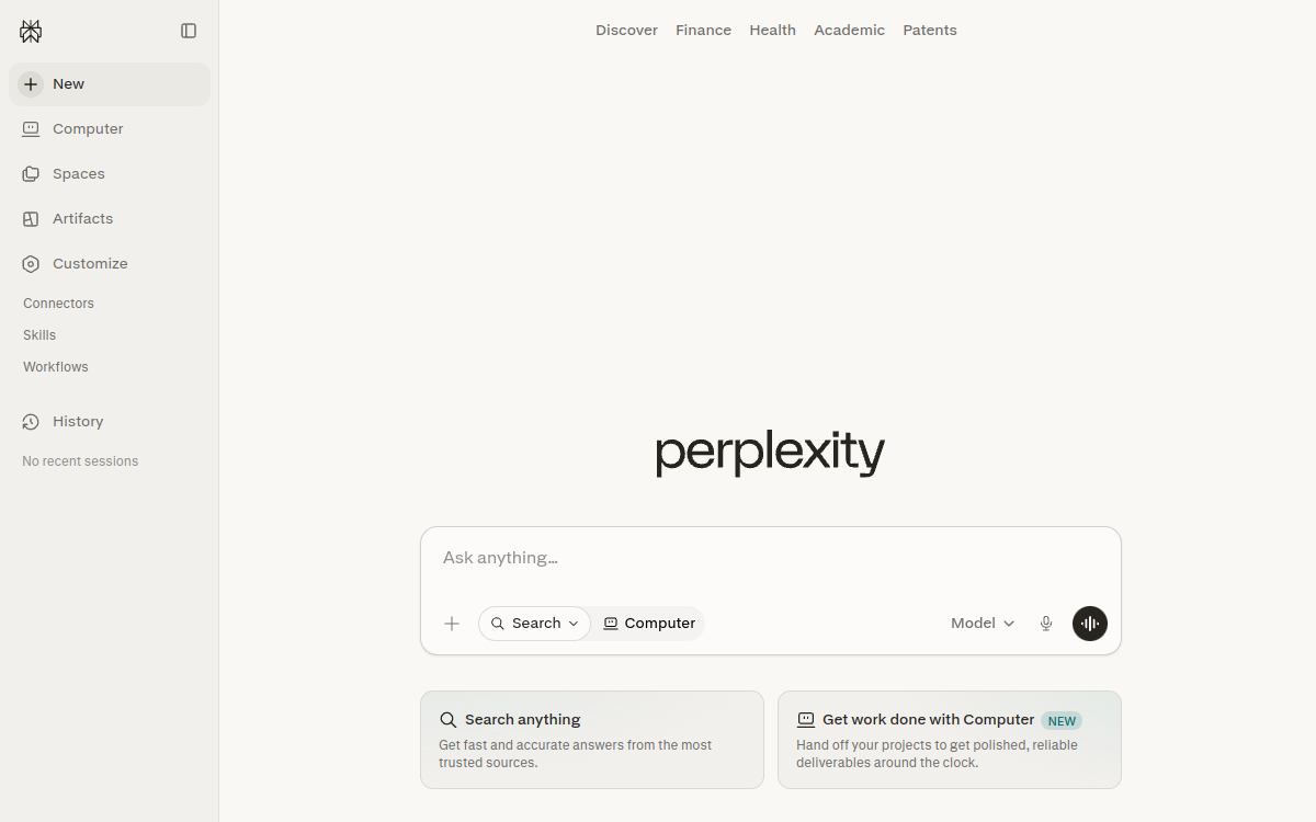Captura de tela de Perplexity AI