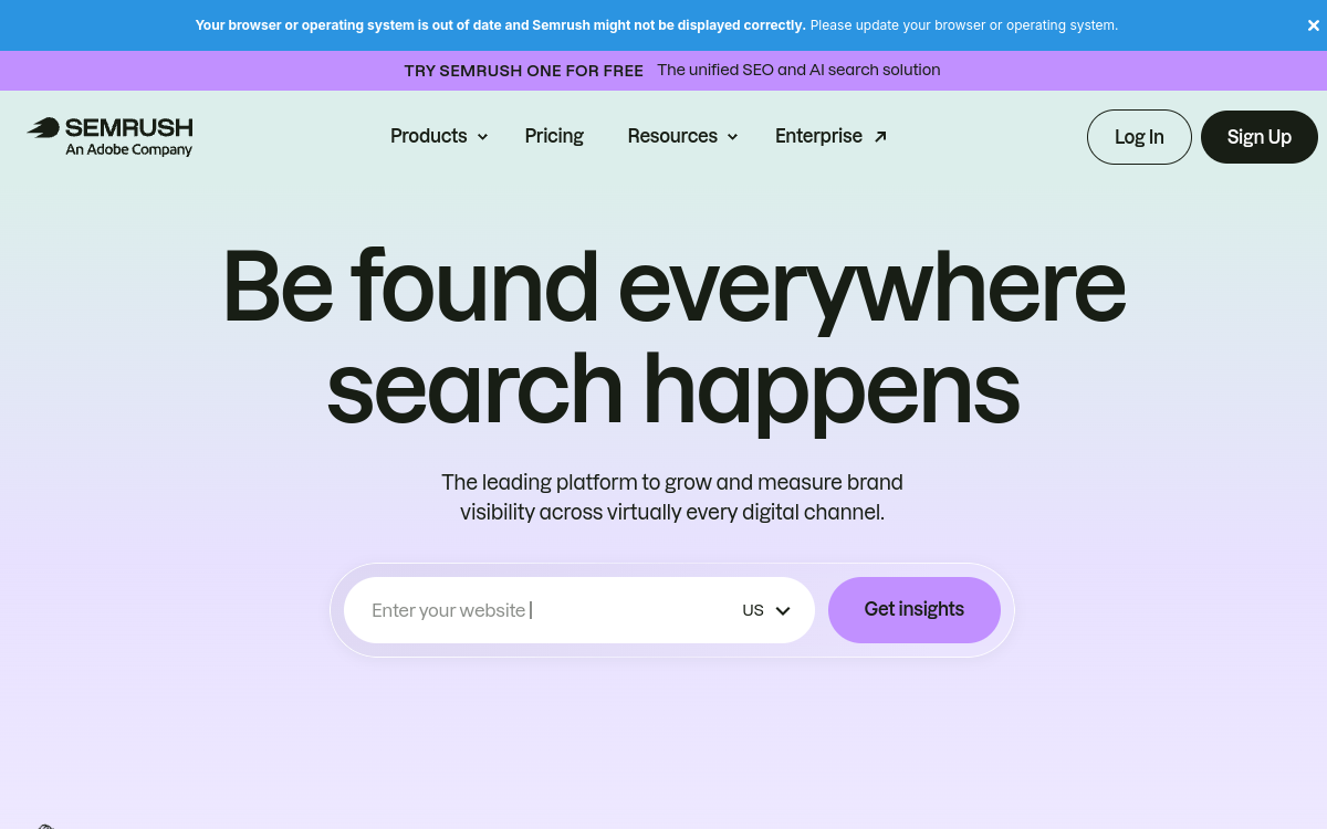 Captura de tela de Semrush
